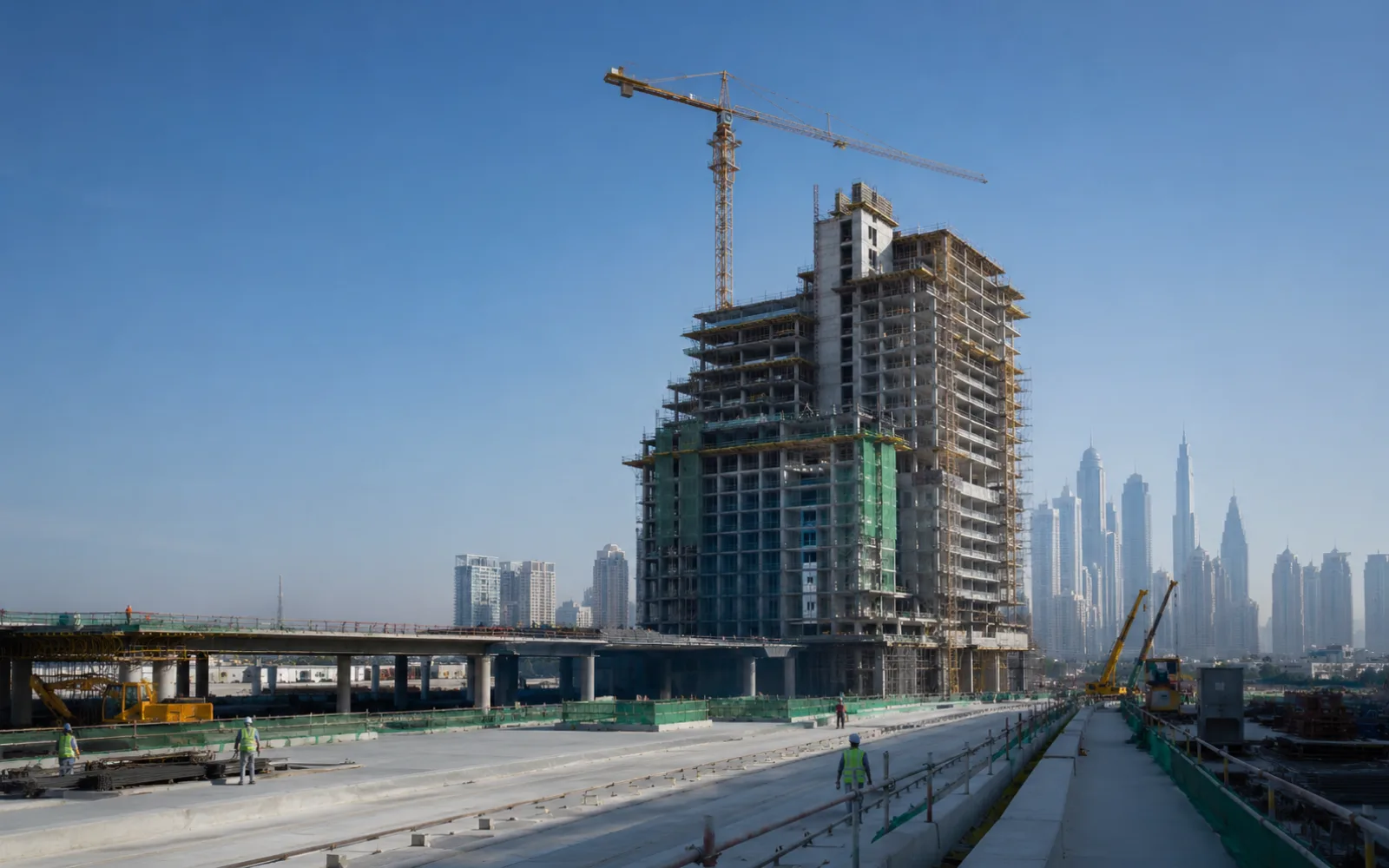 UAE construction site with high-rise development and cranes